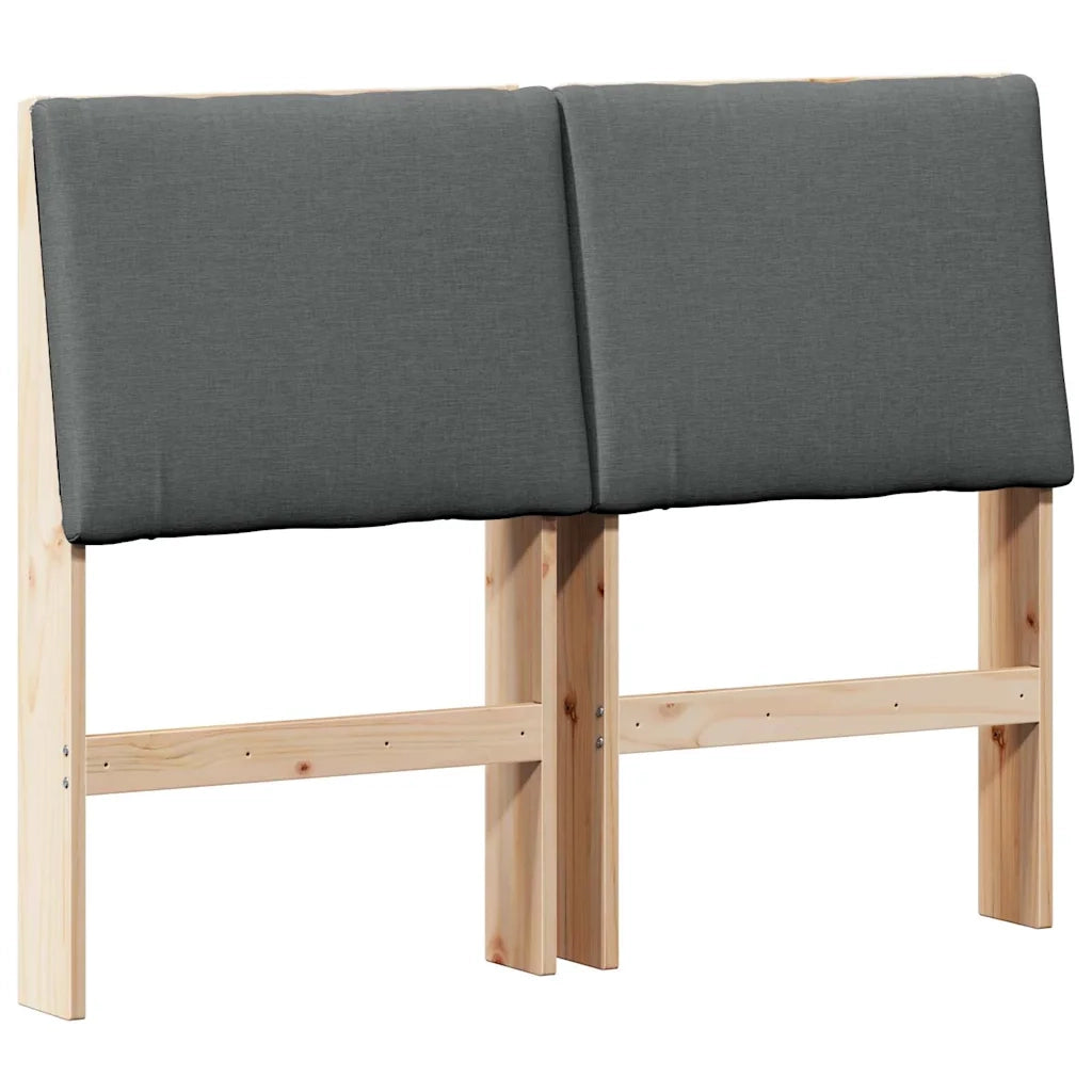Testiera imbottita Grigio scuro 120 cm Pino massello 879295