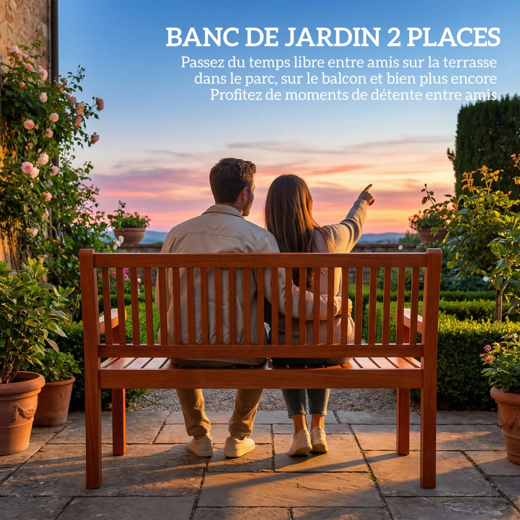 Panca da Giardino 2 Posti ¨C Xylo ¨C Legno Marrone Chiaro con Copertura Impermeabile