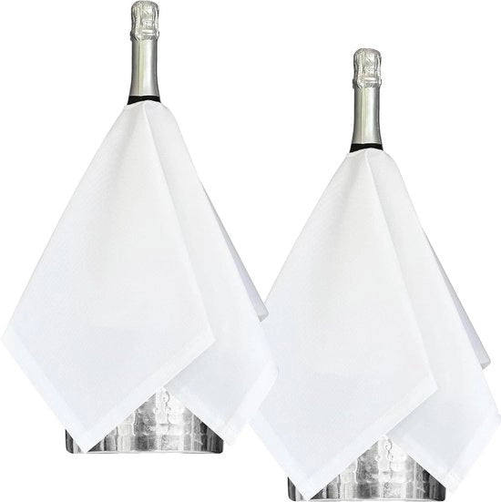 Flesseni per wijncoolers o ijsemmer, 54 cm, in cotone bianco, 2 pezzi, cernita circolare con foro medio