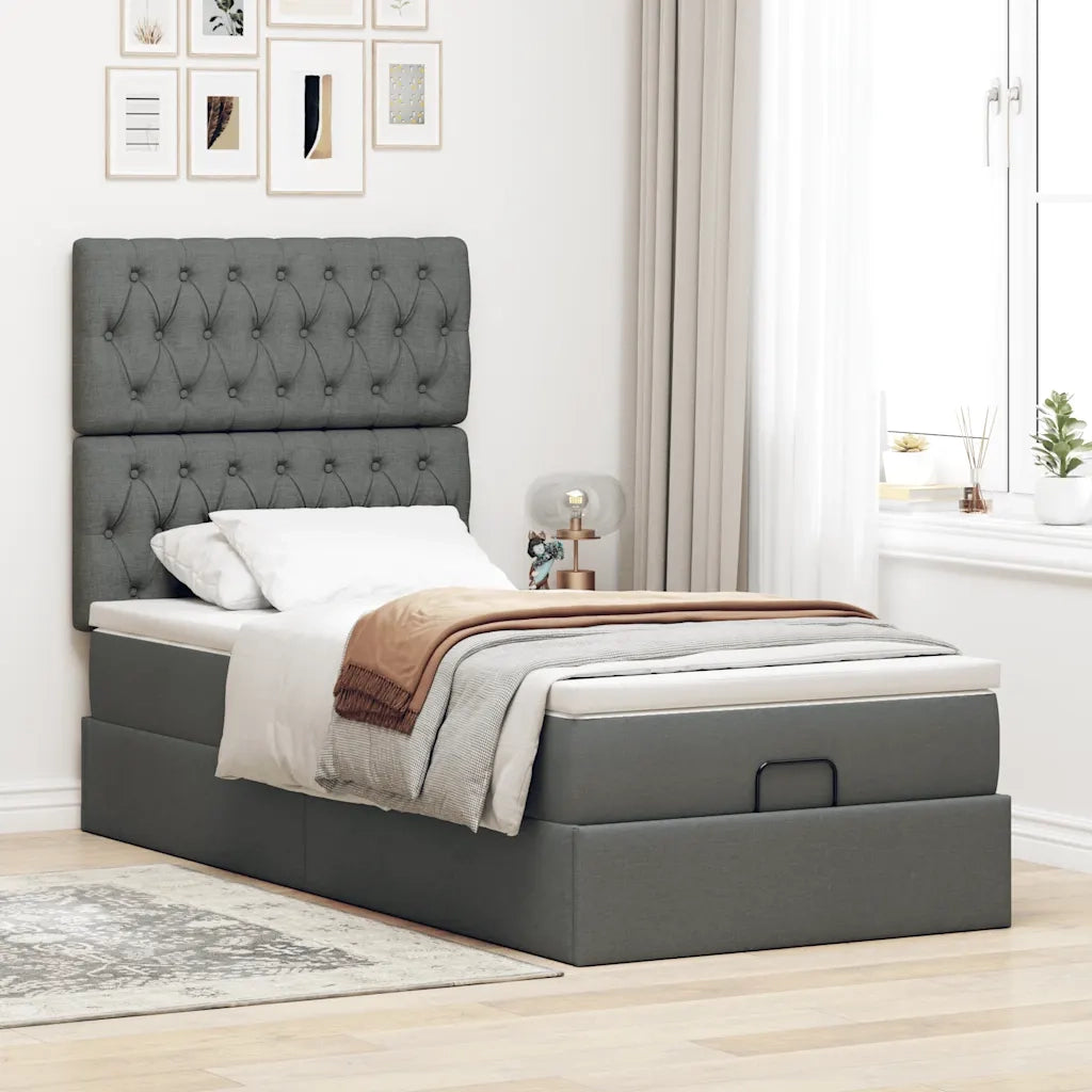 Struttura Letto Pouf con Materasso 90x190 cm in Tessuto 3313203