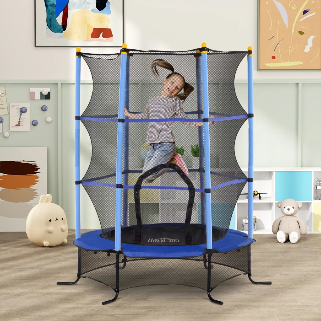 Trampolino per Bambini ¨C Minimal ¨C ?163 cm Blu con Rete di Sicurezza e Telaio in Acciaio 50 kg