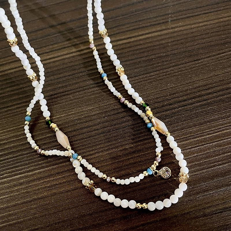 Collana fatta a mano con perle barocche in pietra naturale, regalo di Natale o di compleanno.