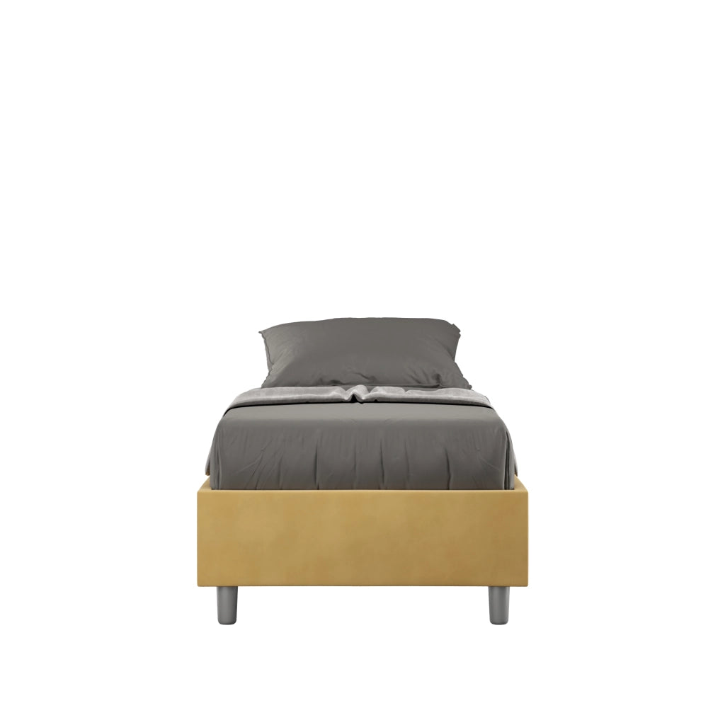 BS COM Letto singolo contenitore imbottito 80x200 microfibra ocra