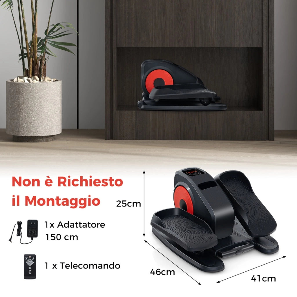 Macchina ellittica da scrivania con monitor display controllo remoto, Pedaliera elettrica silenziosa per anziani Nero e rosso-Elliptical