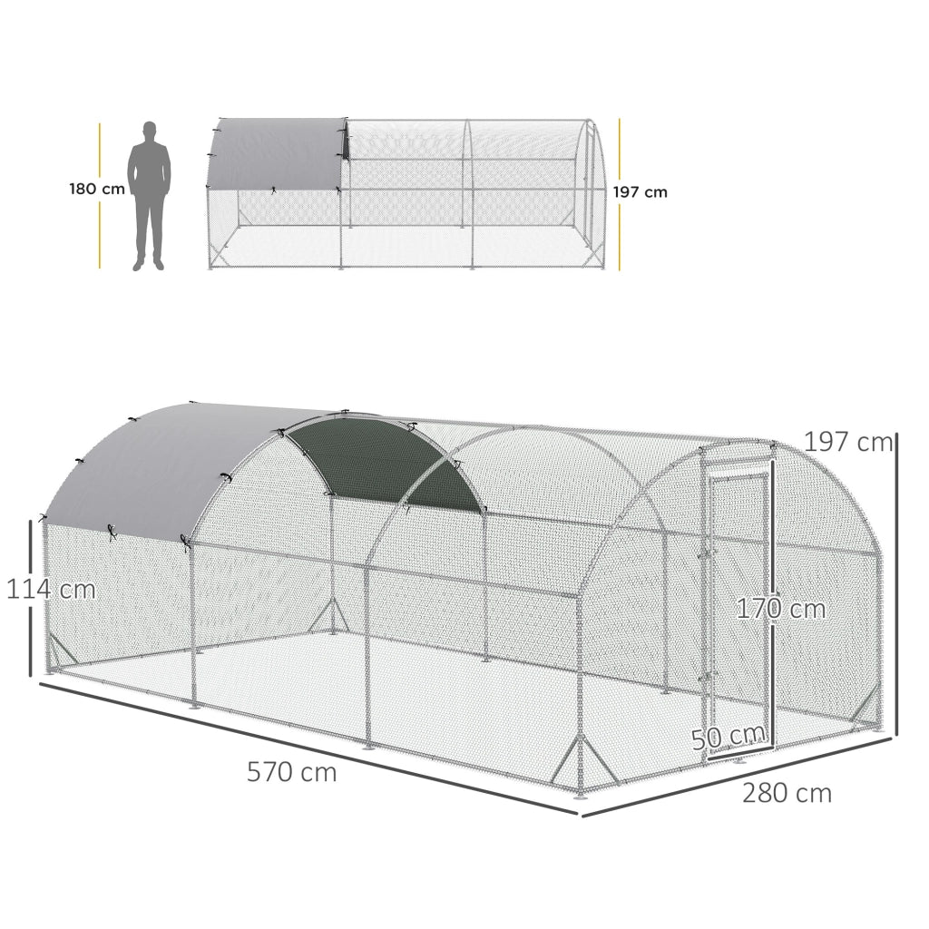 Recinto per polli 15,96 m2 ¨C Minimal ¨C 2,8x5,7x1,97 m grigio