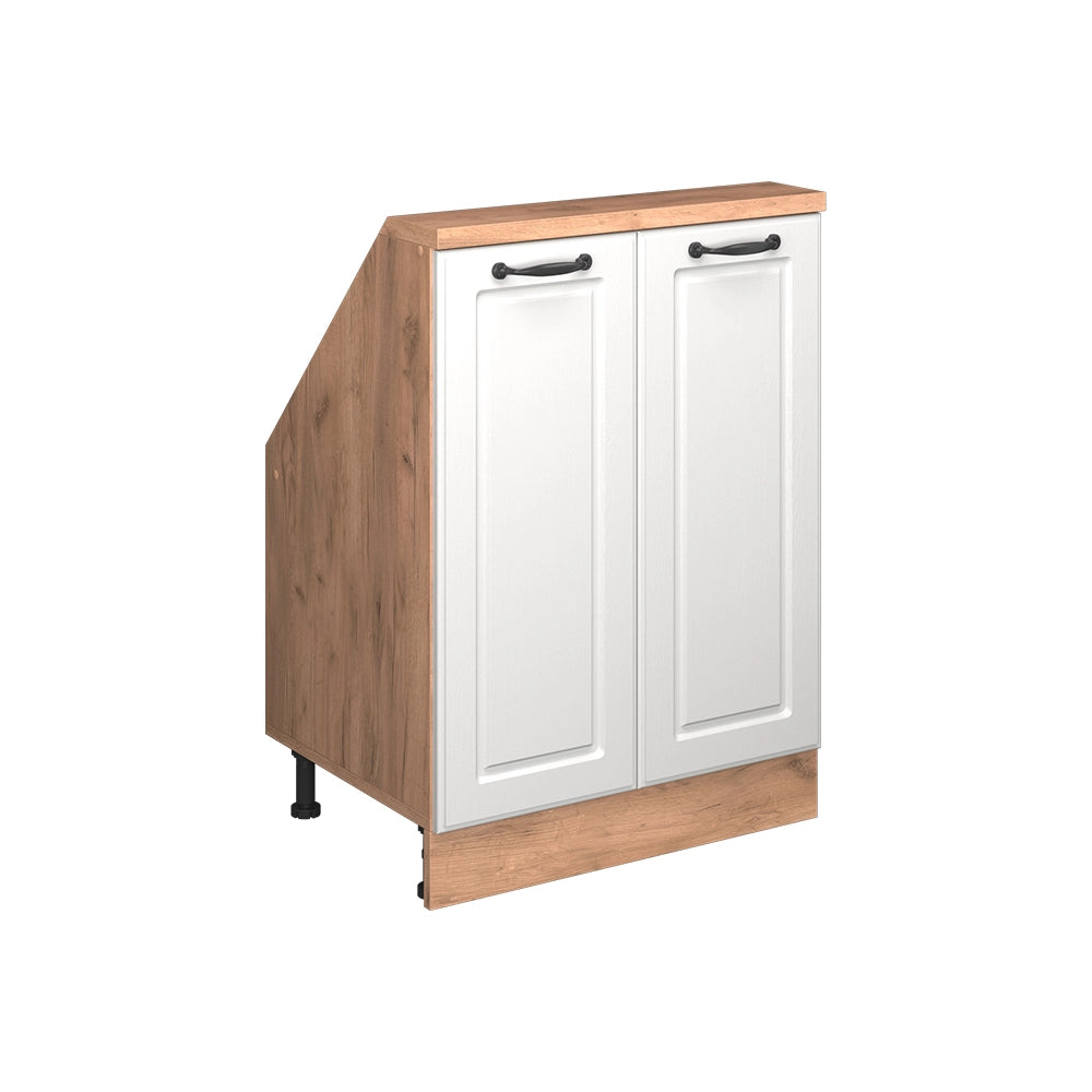 Mobile sottotetto Rion Bianco rustico/Rovere dorato con 2 porte Vicco