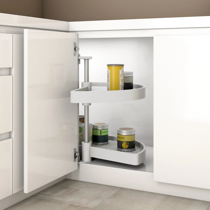 Set di piatti girevoli 3/4 Shelvo, per modulo da 800 mm, Tecnoplastica e Alluminio, Bianca