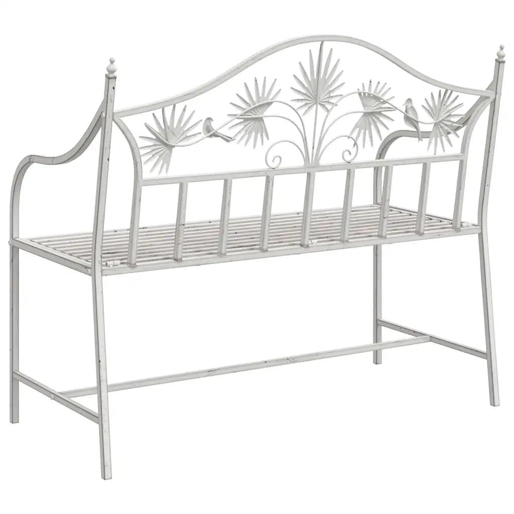 Panchina da Giardino | Panca da Giardino Bianco Antico 104 x 52,5 x 89 cm Acciaio