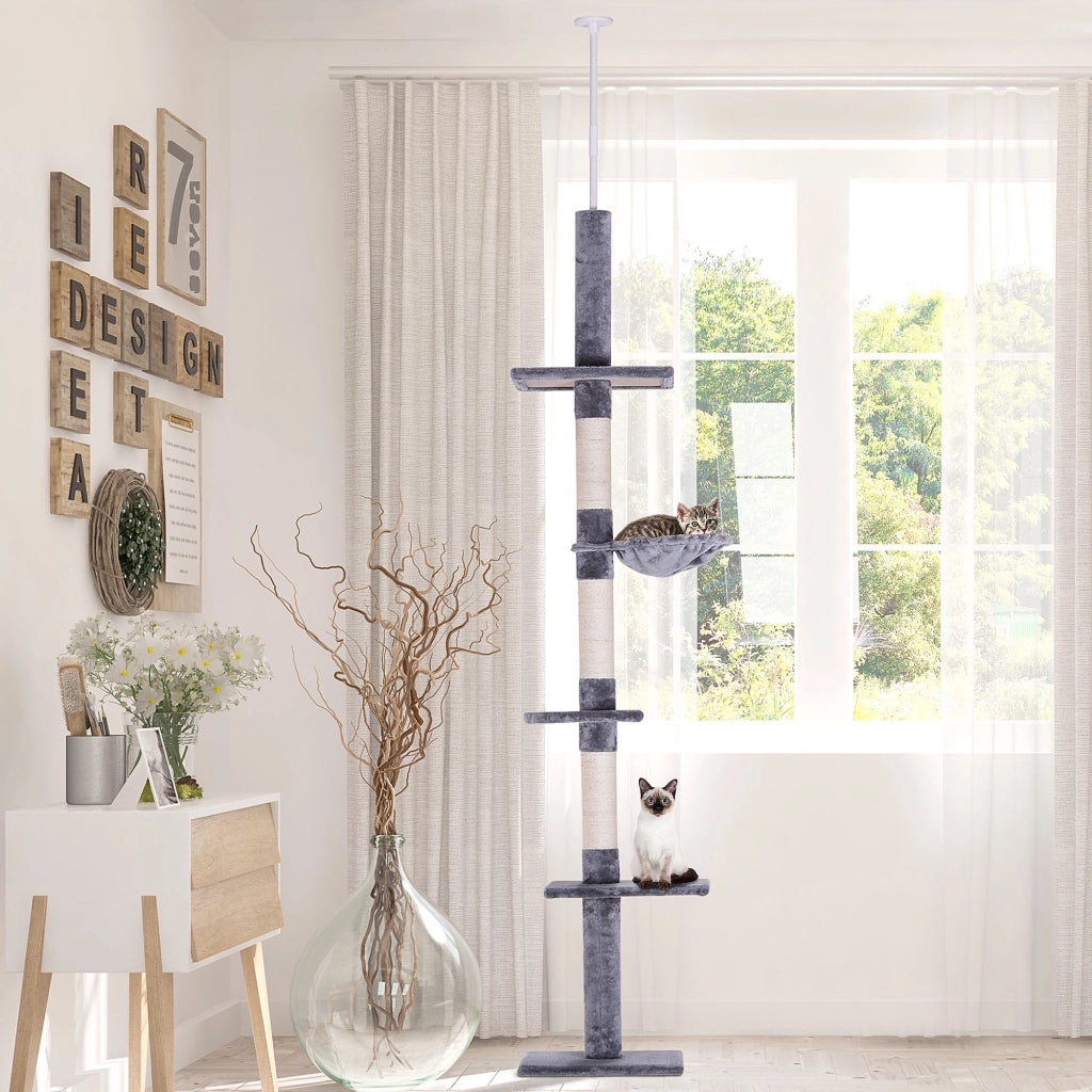 Albero tiragraffi per gatti alto 230-260 cm ¨C zephmum ¨C Grigio