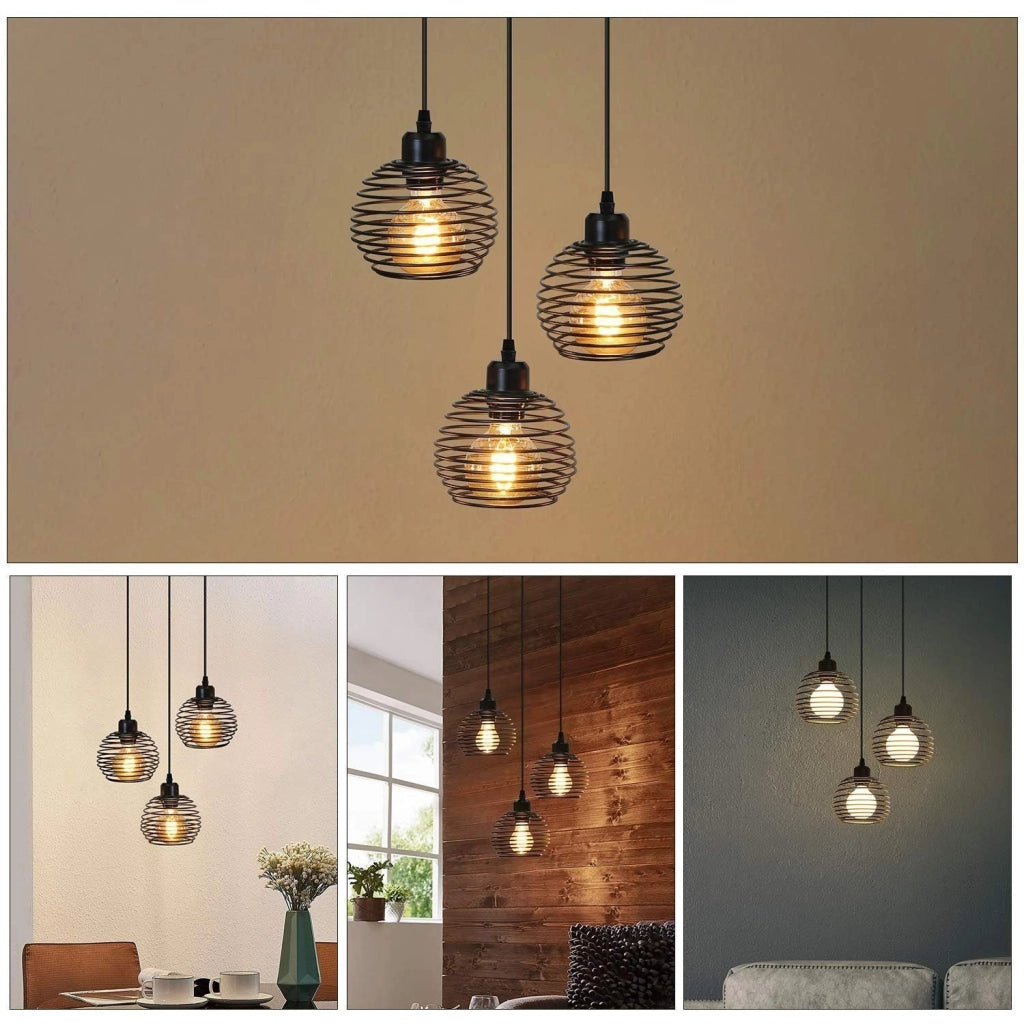 ZMH Lampada a sospensione tre luci vintage metallo E27 sala pranzo soggiorno senza lampadine