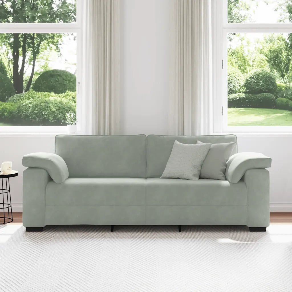 Divano a 3 Posti-Sofa 3 Posti Grigio Chiaro 178 cm in Velluto