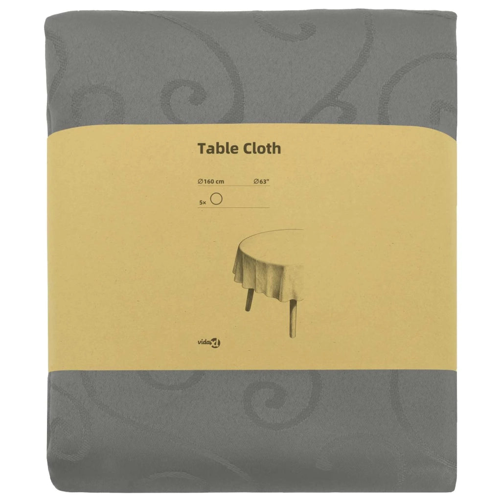 Tovaglia da Tavolo 5 pz Rotondo Grigio Chiaro Ø 160 cm 42040493
