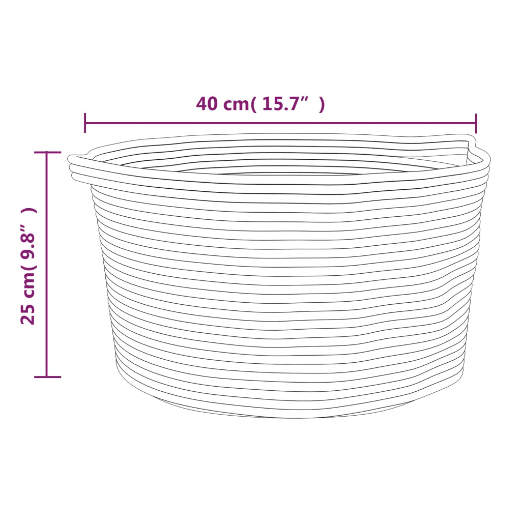Cestino Portaoggetti Marrone e Bianco ?40x25 cm in Cotone CFW9825136