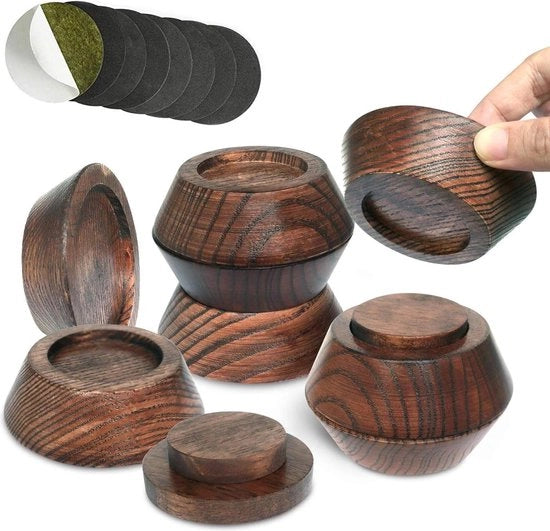 Set di sollevatori di letto - 8 pezzi - altezza 1 cm - legno massello naturale - antiscivolo - colore caffè scuro