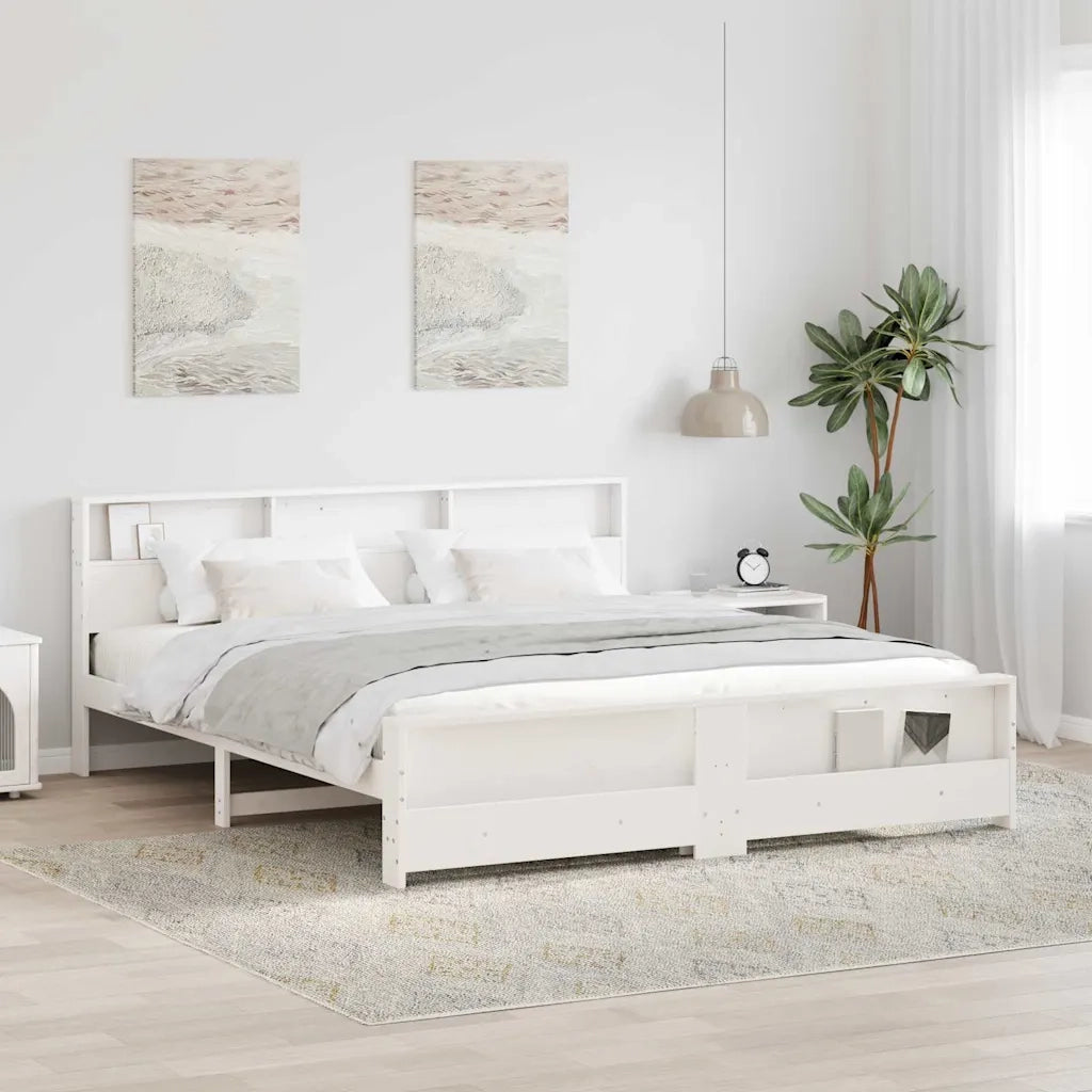 Struttura del letto-Giroletto-Rete del Letto Bianco 200 x 200 cm Legno multistrato 248824