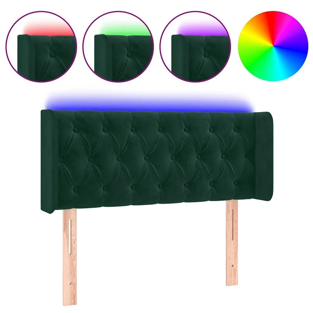 Testiera | Testata a LED Verde Scuro 103x16x78/88 cm in Velluto