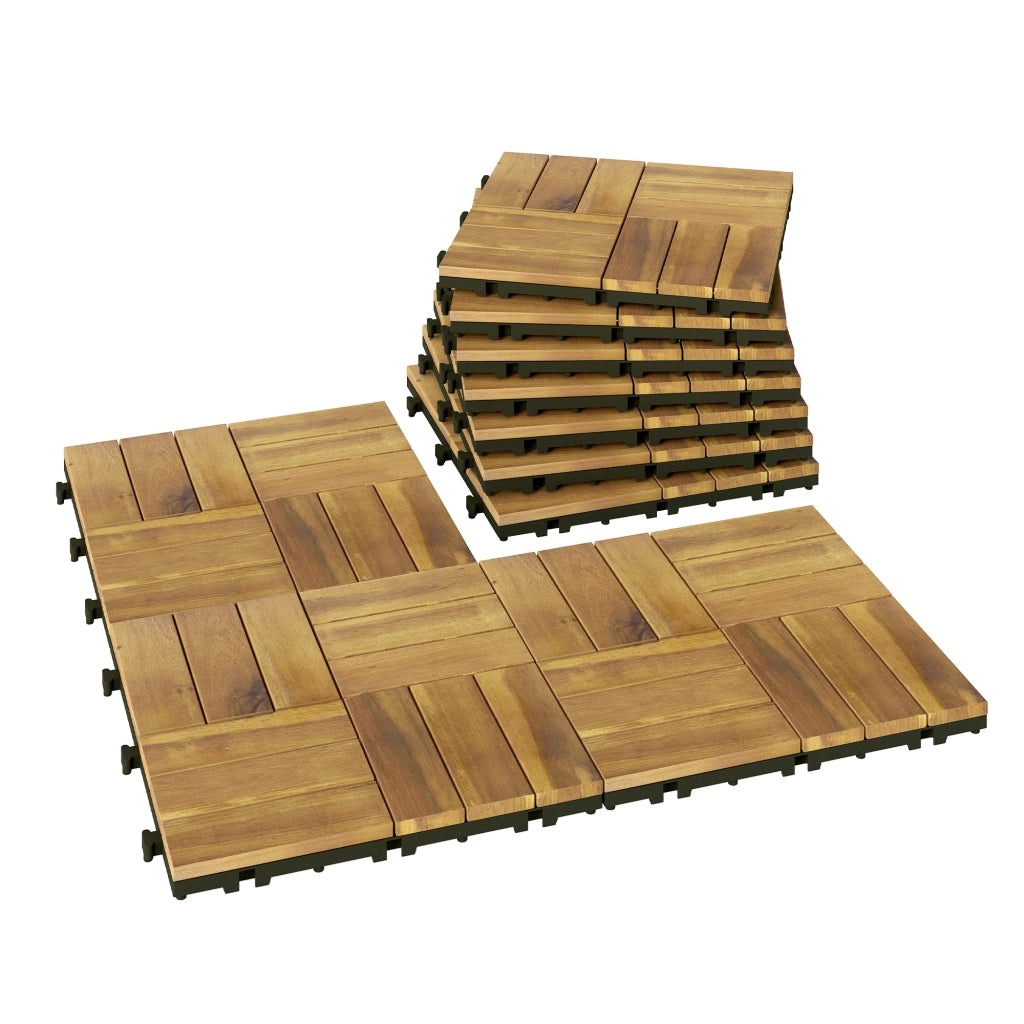 Set 10 Piastrelle da Giardino in Legno ¨C Xylo ¨C 31x31 cm Antiscivolo Naturale 0,91 m2