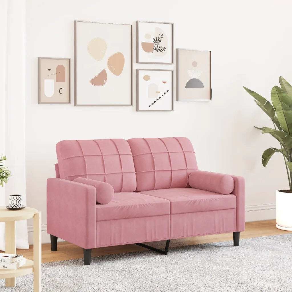Divano a 2 Posti con Cuscini-Sofa 2 Posti con Cuscini Rosa 120 cm in Velluto 276451