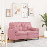 Divano a 2 Posti con Cuscini-Sofa 2 Posti con Cuscini Rosa 120 cm in Velluto 276451