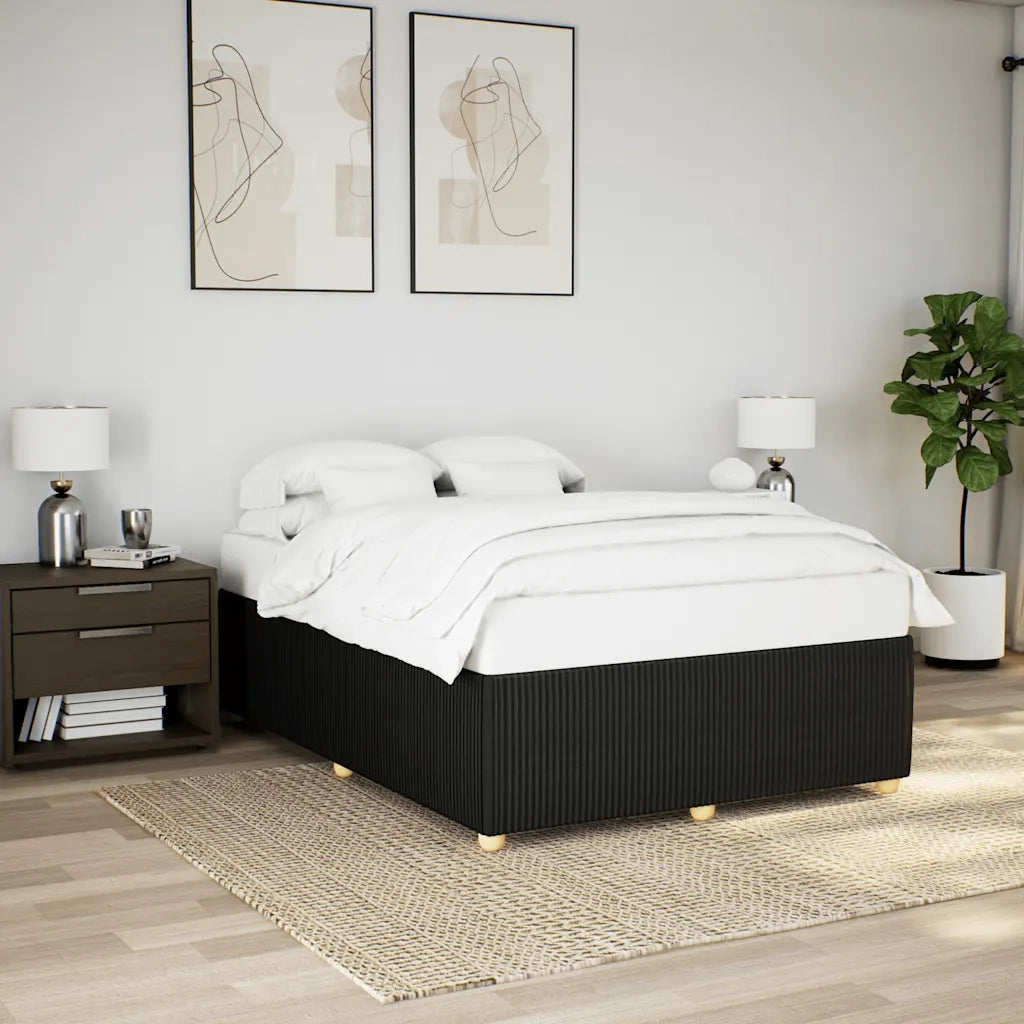 Letto matrimoniale | Letto per adulti | Giroletto senza Materasso Nero 140x190 cm in Tessuto