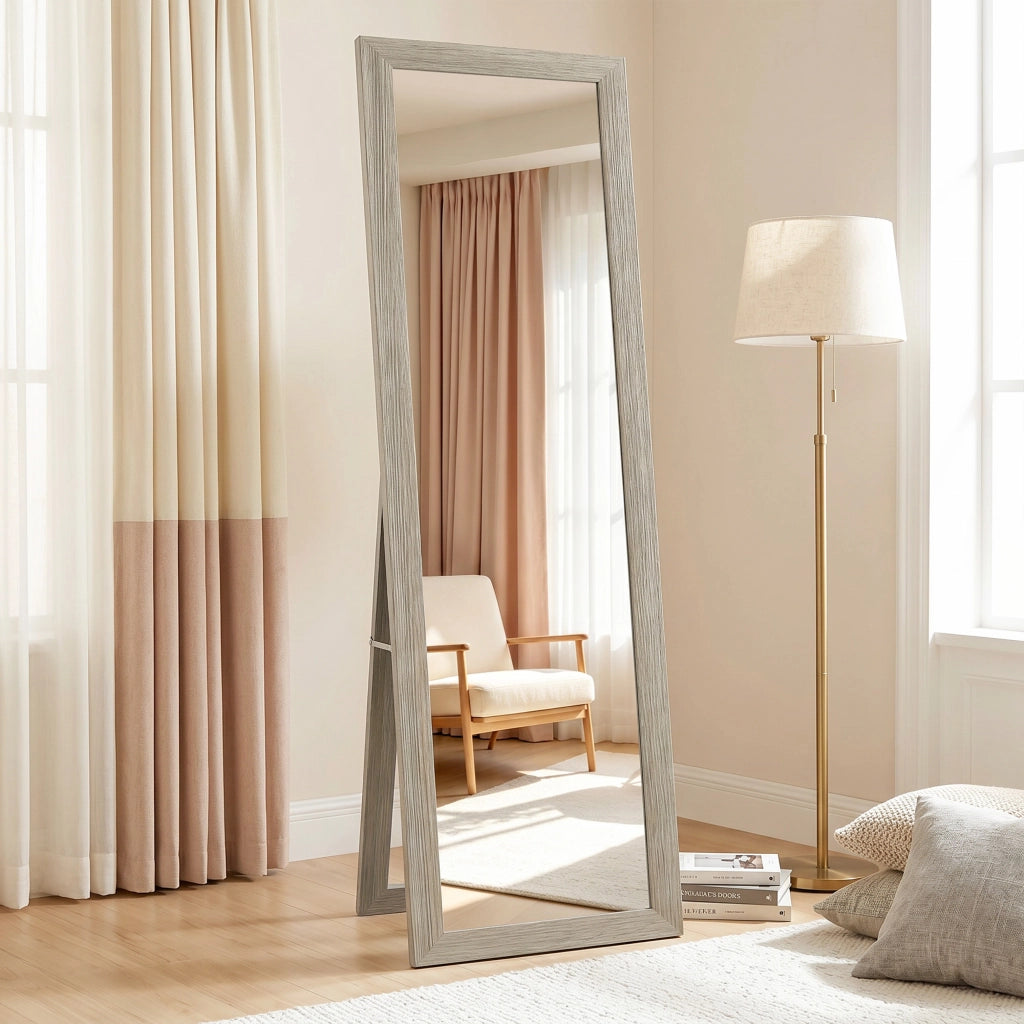 Specchio da Terra Rettangolare ¨C Xylo ¨C Cornice Legno Grigio 37x155cm