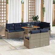 Set da Pranzo per Giardino con cuscino 9 pcs Grigio e Blu Navy 3349730
