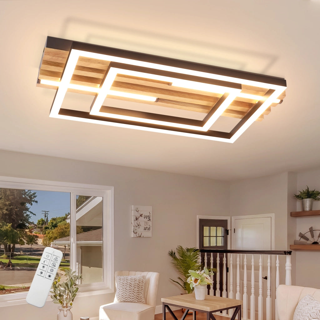 ZMH Plafoniera moderna LED quadrata geometrica in metallo 38cm 34W con telecomando per soggiorno camera da letto