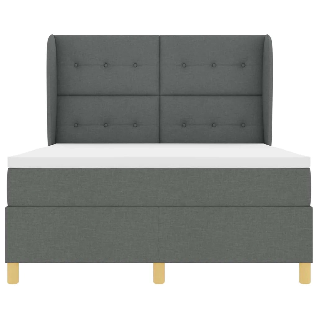 Letto a molle con materasso Grigio scuro 190 x 140 cm Tessuto 3340747