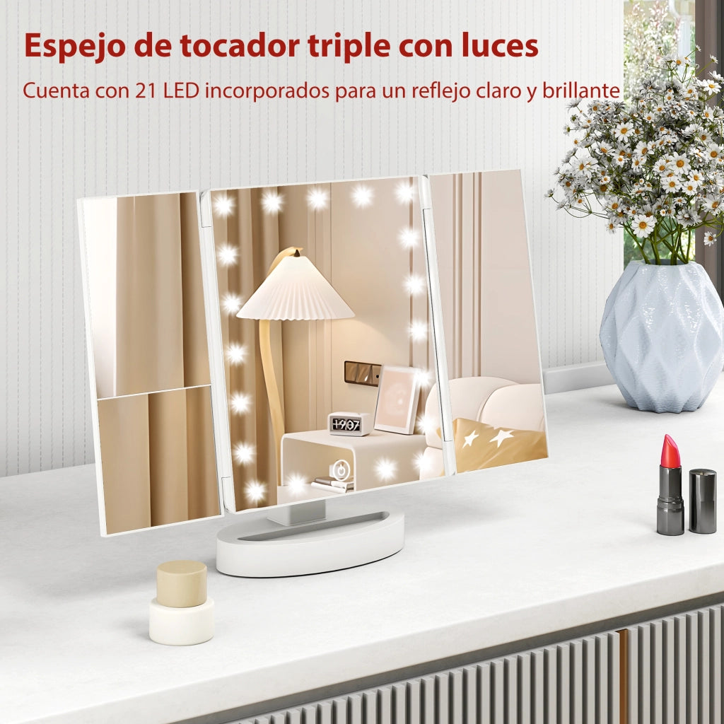 Specchio Trucco con Luce LED ¨C Minimal ¨C Bianco 30x30x