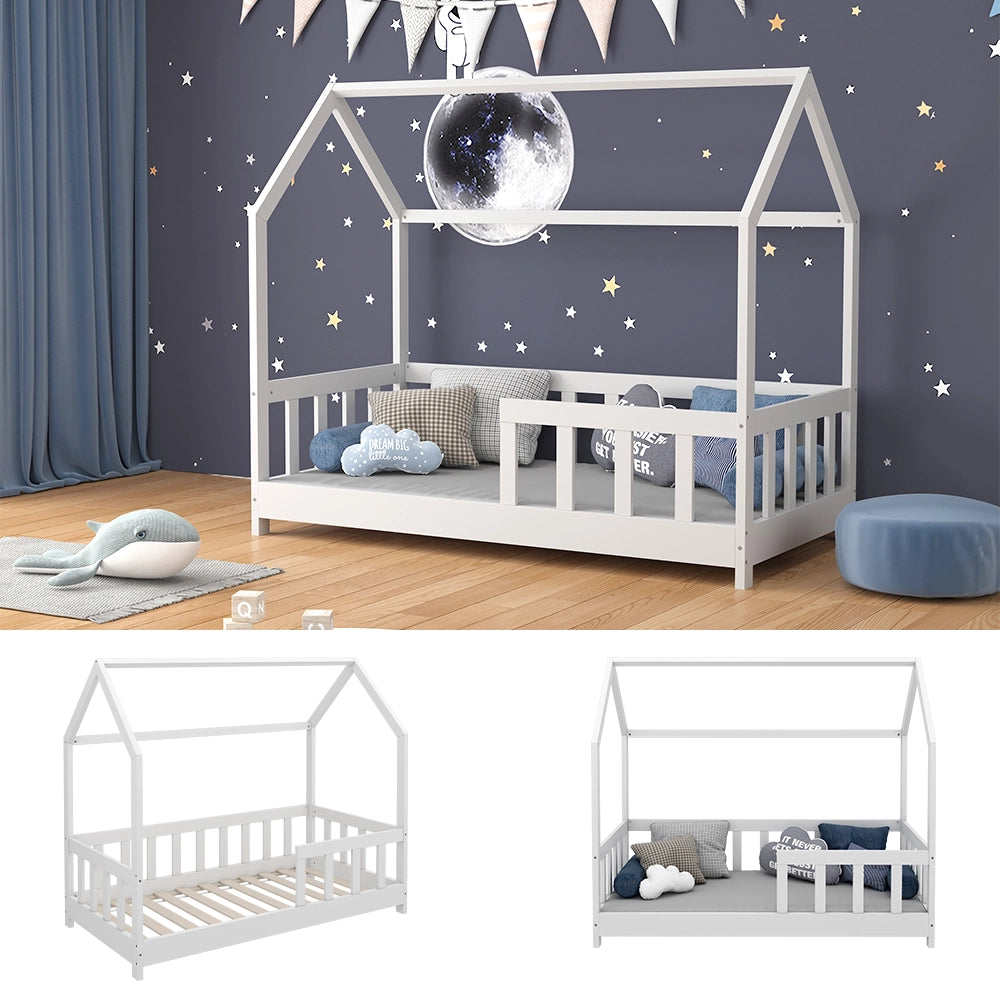 Vitalispa Letto montessori bambini Bianco 70x140 cm con protezione anticaduta