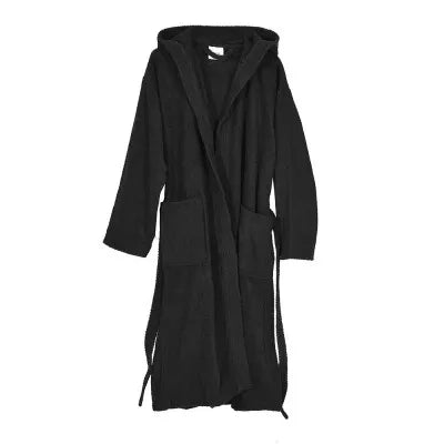 Accappatoio nero 100% cotone taglia S con tasche cappuccio e cintura