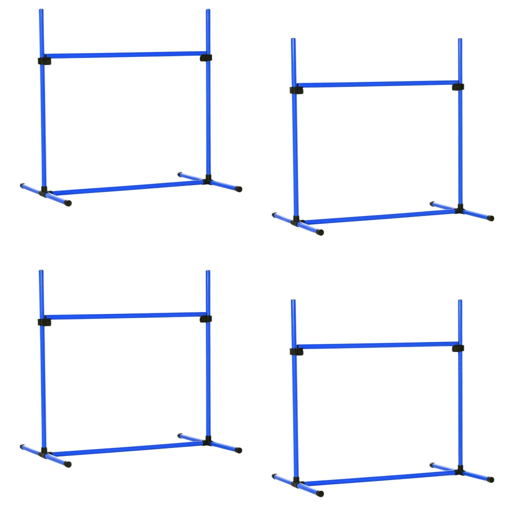 Set di 4 Ostacoli Agility Dog per Addestramento Cani ad Altezza Regolabile con Borsa da Trasporto Inclusa, 99x65x94cm, Blu