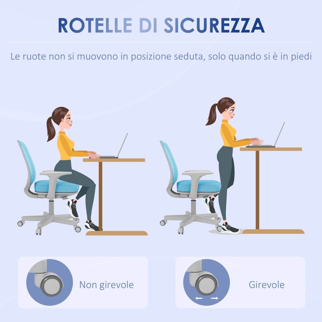 Sedia da Ufficio Ergonomica Reclinabile ¨C zephmum ¨C Azzurra 55x48x82.5-94.5 cm