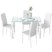 Tavolo da pranzo allungabile con sedie ¨C Minimal ¨C Bianco, vetro, 90x200