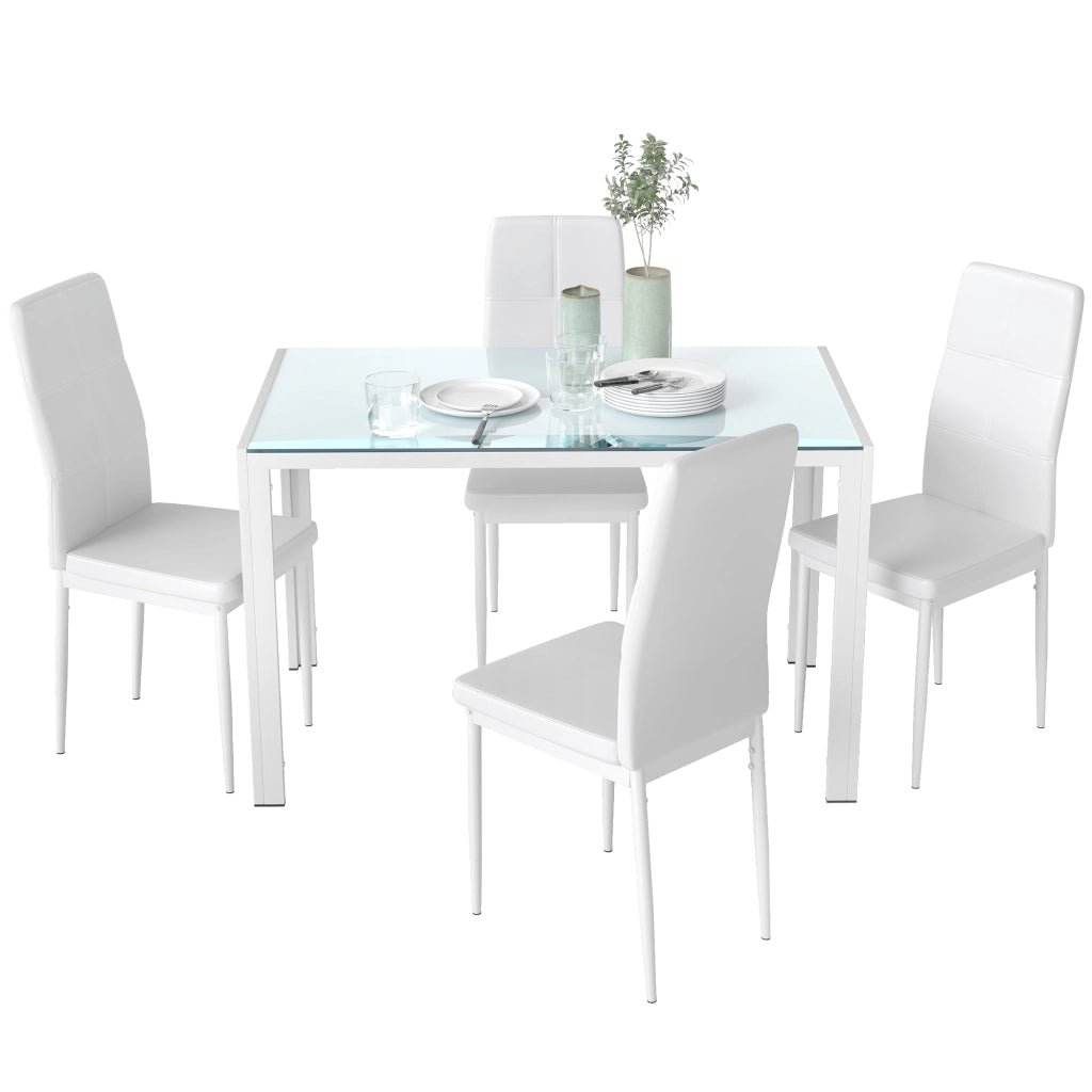 Tavolo da pranzo allungabile con sedie ¨C Minimal ¨C Bianco, vetro, 90x200