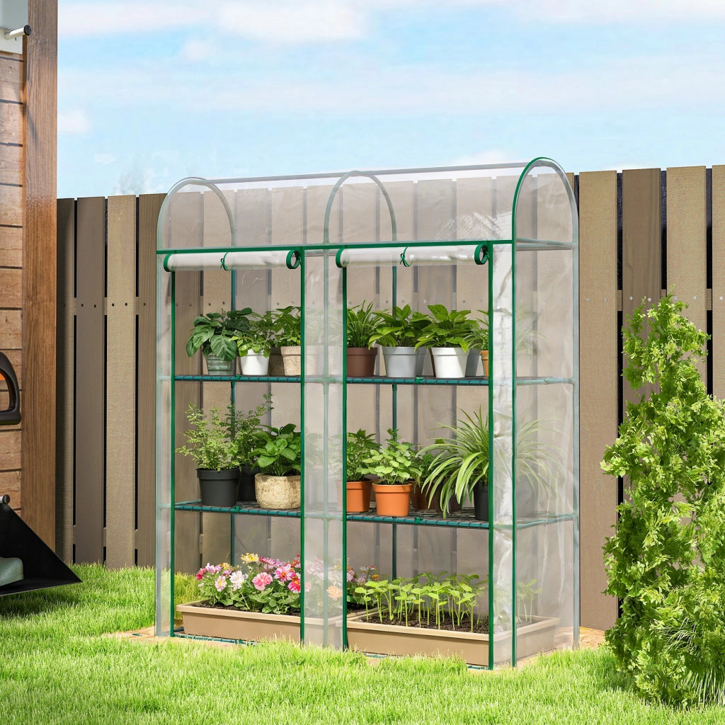 Serra da Giardino 3 Ripiani ¨C Xylo ¨C Struttura Acciaio Telo PVC 2 Porte Avvolgibili