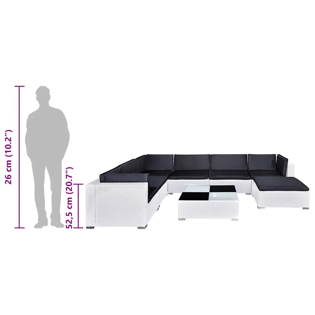 Set Divani da Giardino 8 pz con Cuscini in Polyrattan Bianco 41265