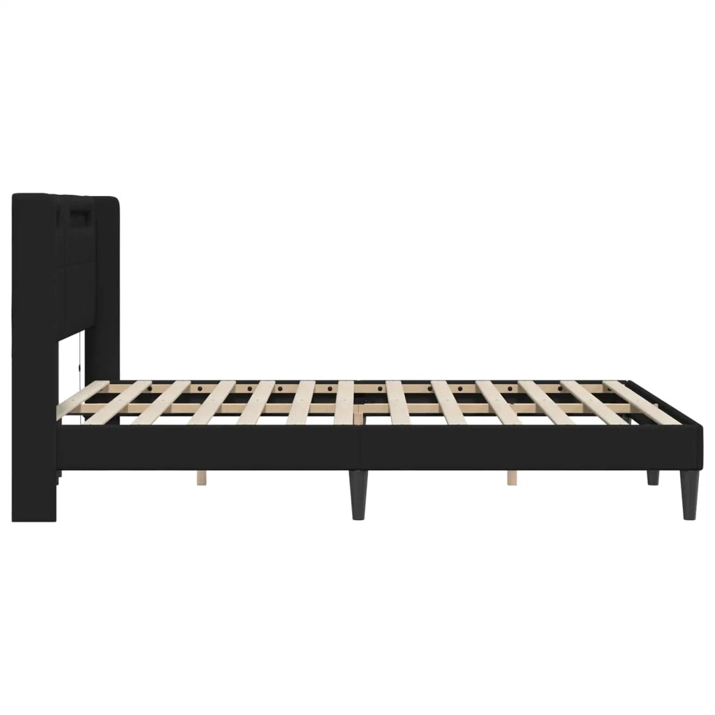 Struttura del letto con testiera-Giroletto Nero 120 x 200 cm Similpelle 641758