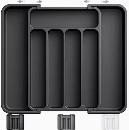 Organizzatore di Cucina a Sfogliabile da 2 – Pannello di Carico Rimovibile – Organizzatore di Cucina Regolabile per Coltelliere, Scrivania e Cassetti di Archiviazione