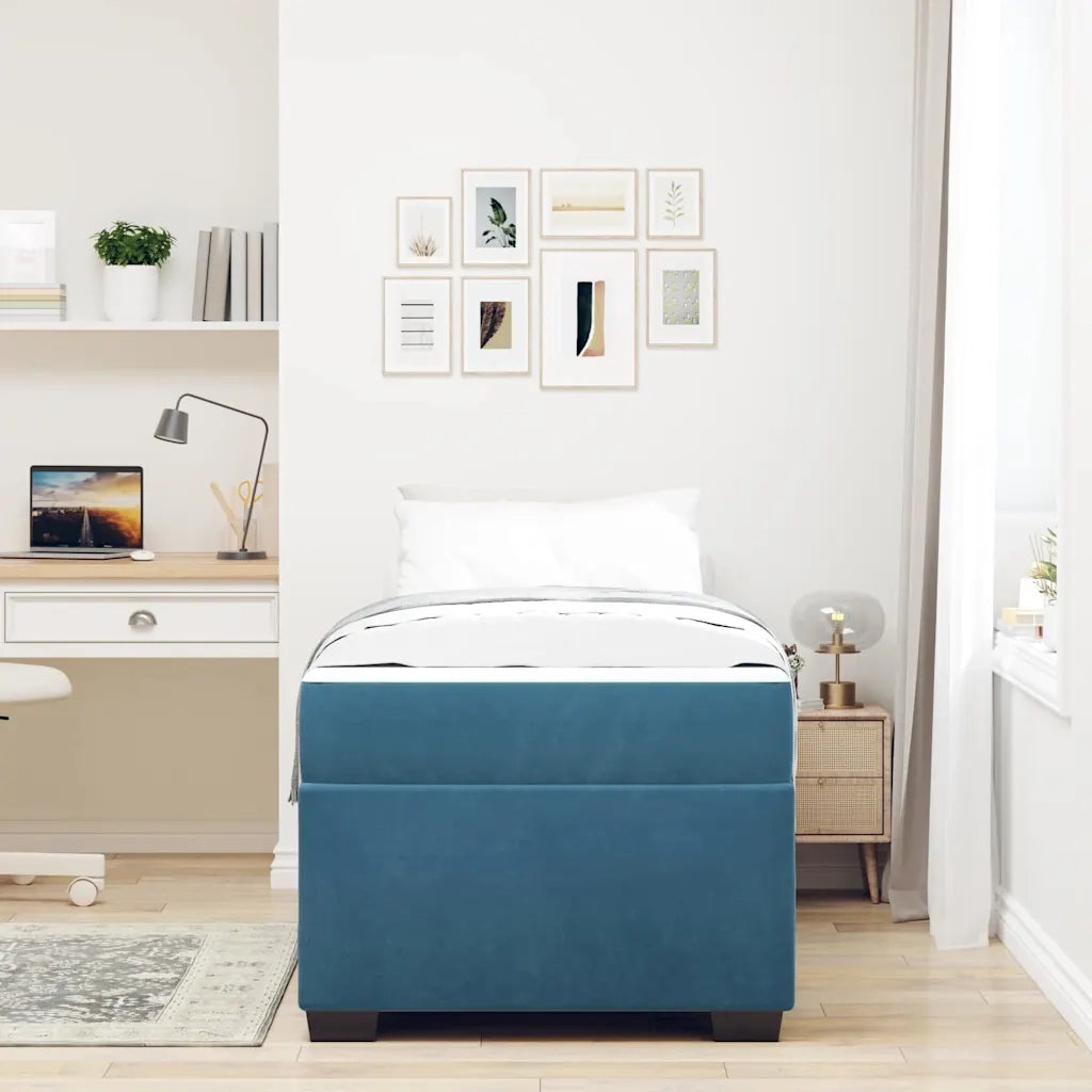 Struttura del letto con materasso Blu Scuro 90 x 190 cm Tessuto