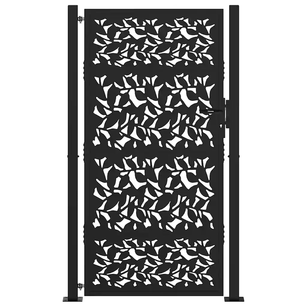 Cancello da giardino nero 100x175 cm in acciaio con design a foglia CFW1173333