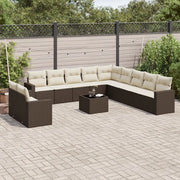 Set Divani da Giardino 12 pz con Cuscini Marrone in Polyrattan 3219193