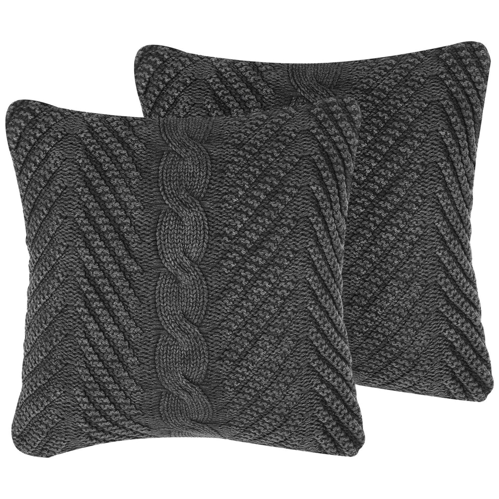 Set di 2 cuscini decorativi in maglia grigia 45 x 45 cm Accessori decorativi Boho retrò all'uncinetto