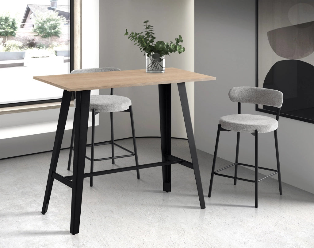Set 2 sgabelli Hispanohogar ferro e tessuto grigio 87×48×47 cm