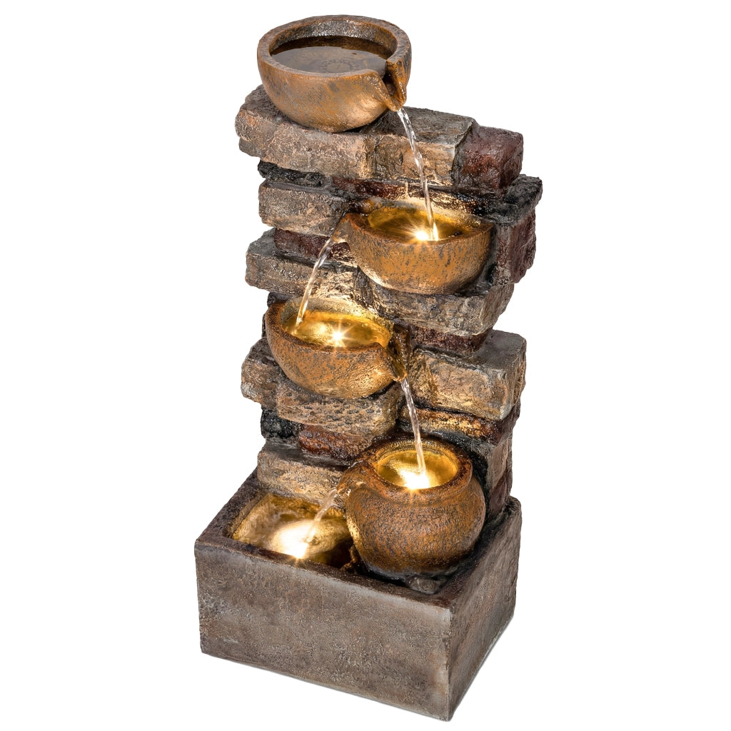 Fontana da Giardino con LED ¨C zephmum ¨C Marrone 5 Livelli
