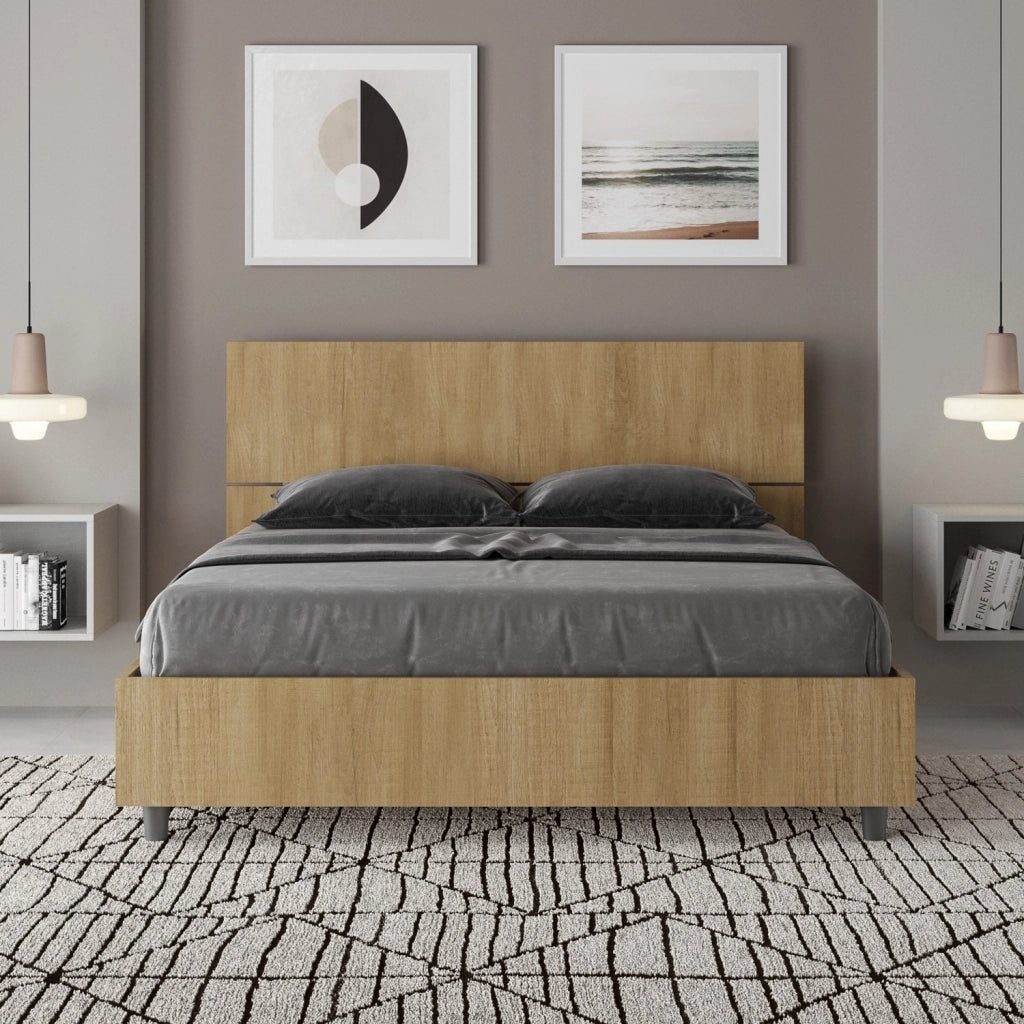 Letto Matrimoniale Francese 140x200 cm Senza Rete Testata Dritta Demas Quercia Natura