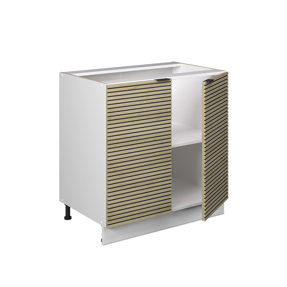 Mobile lavello cucina Fame-Line Pannello in quercia/Bianco 80 cm con ripiano, senza piano di lavoro Vicco