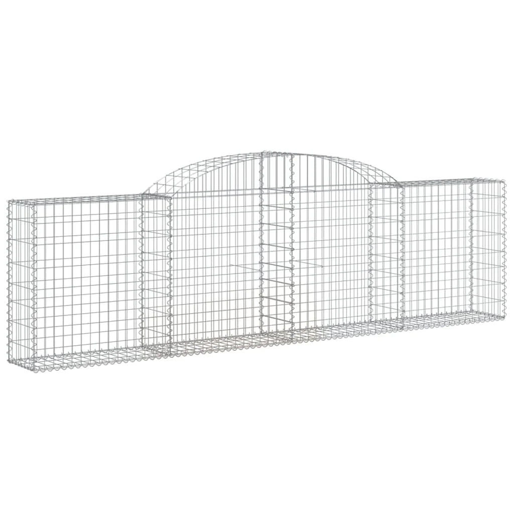 Cestini gabbioni recinzione a gabbia muro di contenimento ad arco 3 pezzi 300 x 30 x 80/100 cm ferro zincato argento 02_0040769