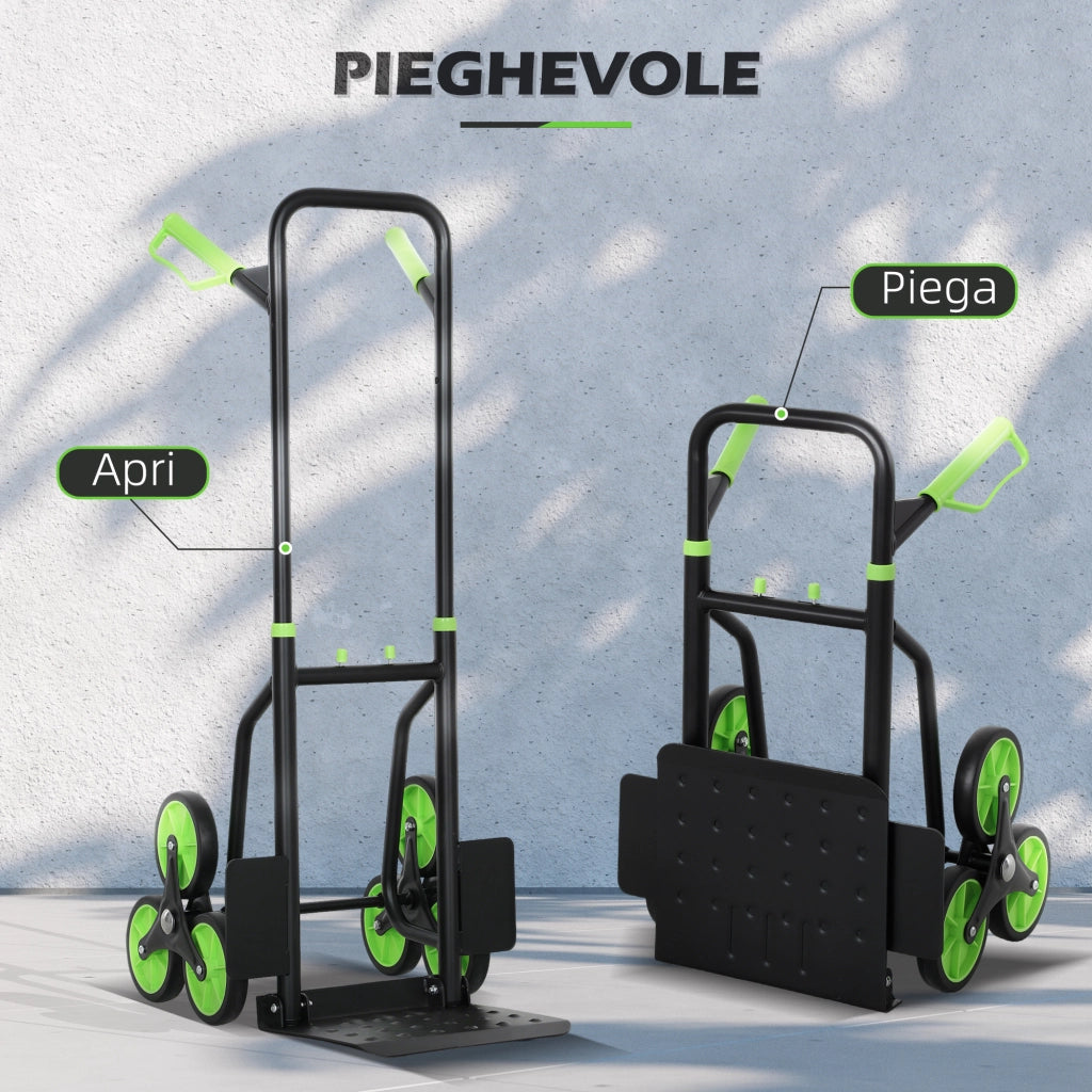 Carrello Portapacchi Pieghevole 6 Ruote ¨C Zephmum ¨C Verde 120kg Acciaio