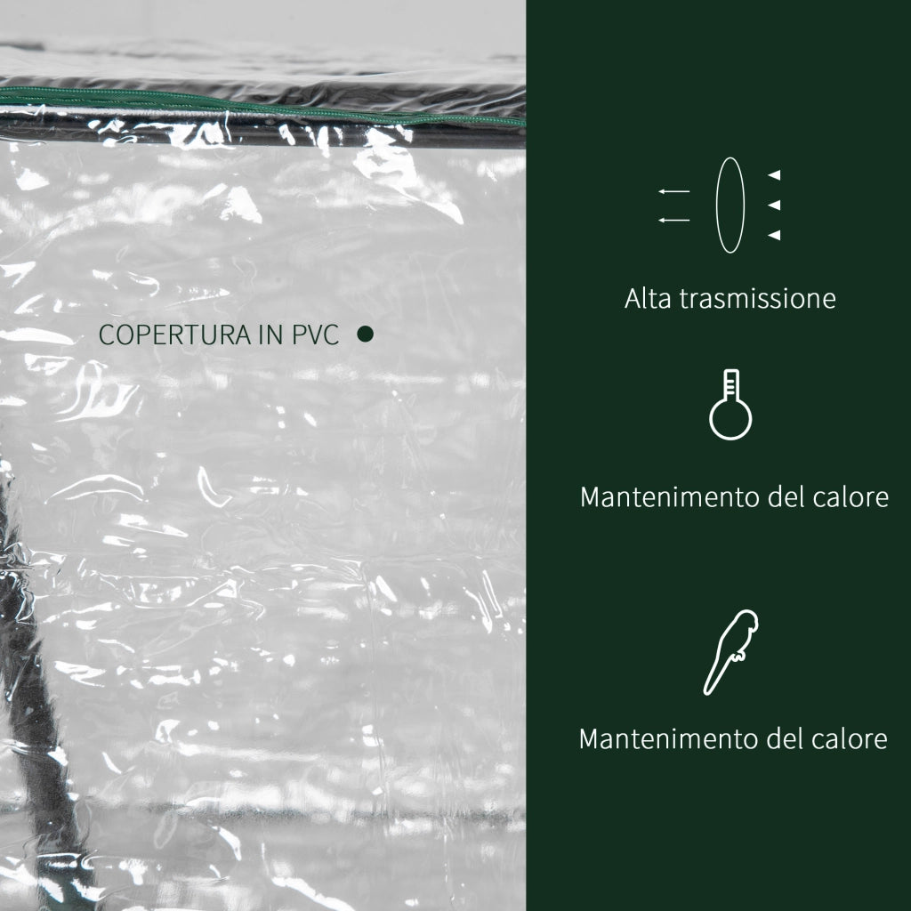 Mini Serra da Giardino con 2 Finestre Avvolgibili e Copertura PVC Anti-UV, 120x60x60cm, Trasparente